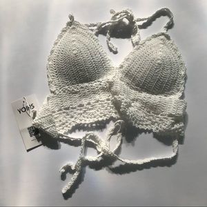 YOINS White halter bralet in hand crochet